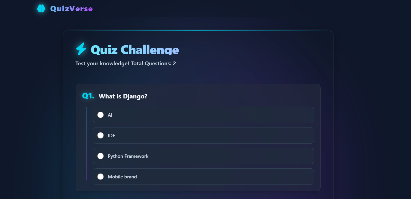 Preview image for 🧪 Quiz Verse project